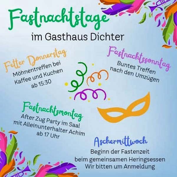 Fastnachtstage 2025 im Gasthaus Dichter in Gilzem