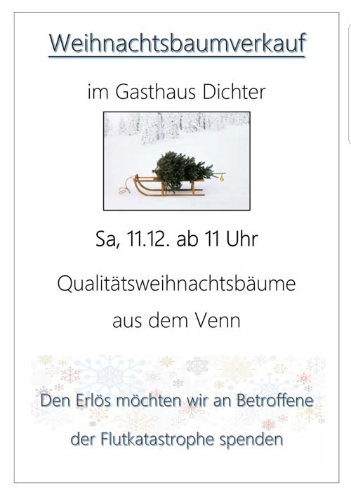 Weinachtsbaumverkauf 2021 im Gasthaus Dichter